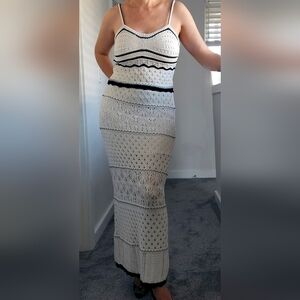 Olive & Oak Black and White Maxi Knitted Skirt And Top
